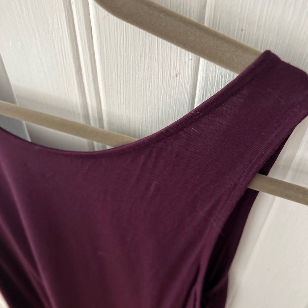 NWOT LOFT Deep Purple Ruffle Front Tank Sleeveless with Scoop Neck - Picture 8 of 10